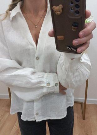 Zara льняная рубашка 100% linen m-l размер