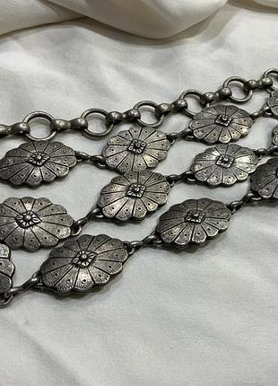 ⚜️ 🔗 🪙винтажный металлический пояс цепь массивный сотуар в стиле concho / boho цветы 🪙 ⚜️ 🔗