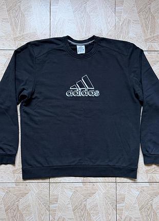Свитшот vintage 2006 adidas sweatshirt men’s xl black embroidered big logo y2k crewneck