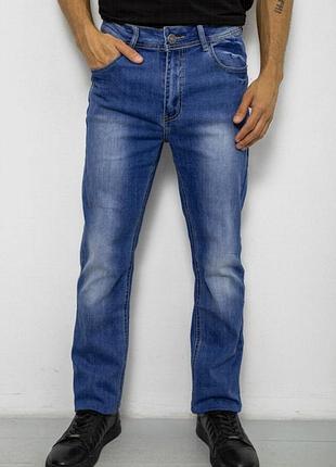 Мужские джинсы прямого кроя со стрейчем и потертостями