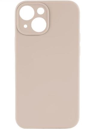 Чехол с защитой камеры silicone case full apple iphone 13 pink sand