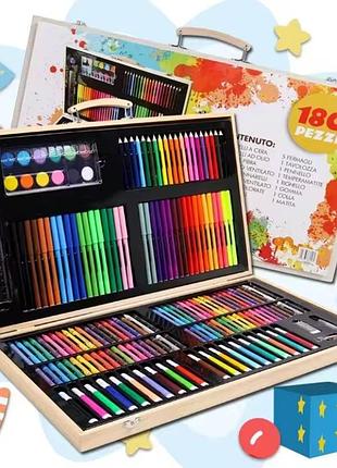 Набор детский для творчества рисования карандаши фломастеры краски art set на 180 предметов