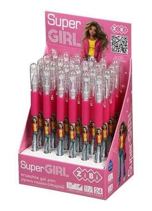 Ручка гелева пиши-стирай super girl 5мм синя тм zibi
