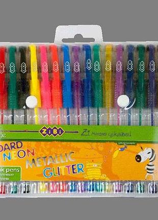 Набор из 18 гелевых ручек, neonstanglittermetal, kids line zb.2206-99 тм zibi
