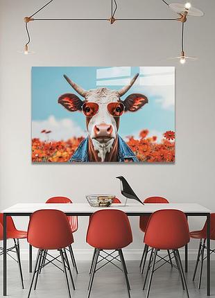 Картина на стекле novellaprint "стильная корова" 45x30см (pic-392-00)