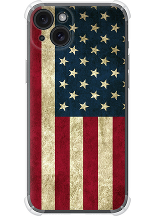 Чехол на iphone 15 plus флаг сша из силикона fch_0174990