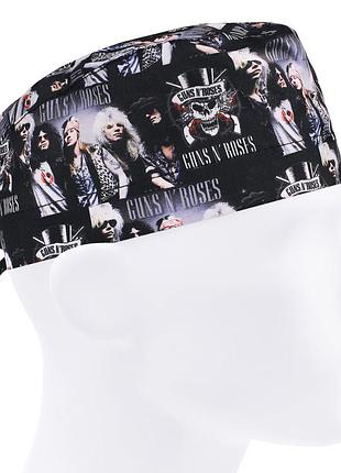 Медична шапочка шапка чоловіча тканинна багаторазова принт guns n’ roses