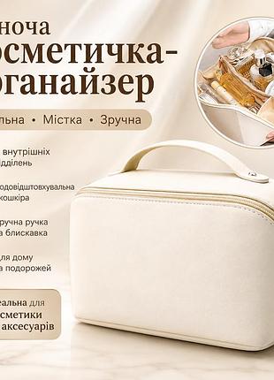 Белая женская косметичка and xl-1010 для путешествий, вместительный органайзер из экокожи на молнии с 7 отделениями