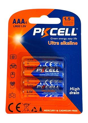 Батарейка щелочная pkcell 1.5v aaa/lr03-4b 4 шт (pc/lr03-4b)