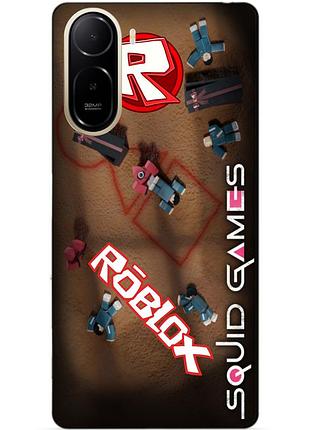 Силиконовый бампер чехол для xiaomi poco c81 pro с рисунком roblox игра в кальмара роблокс