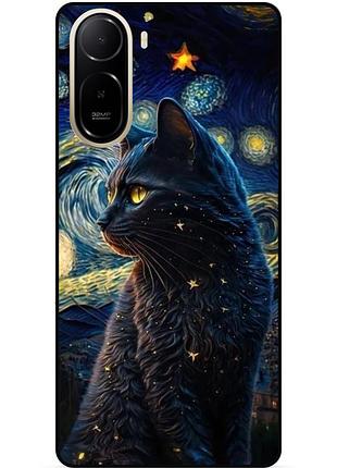 Силиконовый бампер чехол для xiaomi poco c81 pro с рисунком кошечка ван гог звездная ночь
