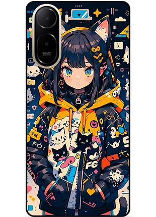 Силіконовий бампер чохол для xiaomi poco c81 pro з малюнком котики аніме