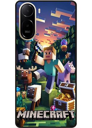 Силиконовый чехол бампер для xiaomi poco c81 pro с картинкой minecraft майнкрафт
