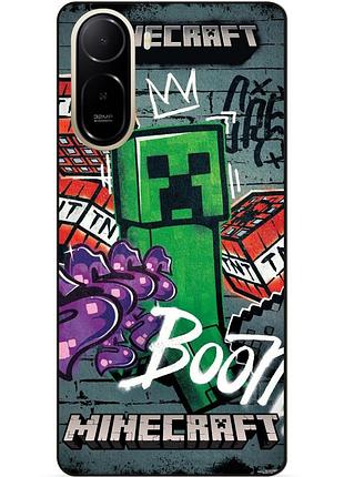 Силиконовый чехол бампер для xiaomi poco c81 pro с рисунком крипер майнкрафт minecraft