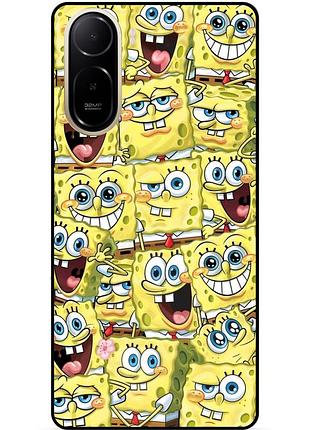Силиконовый чехол бампер для xiaomi poco c81 pro с рисунком губка боб sponge bob