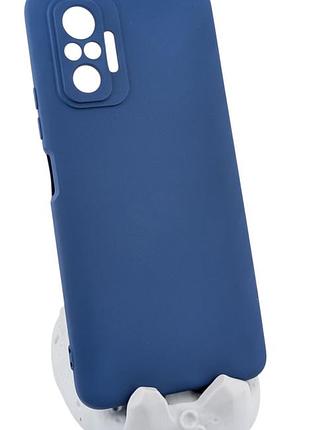 Чехол silicone case для xiaomi redmi note 10 pro 4g бампер с микрофиброй синий