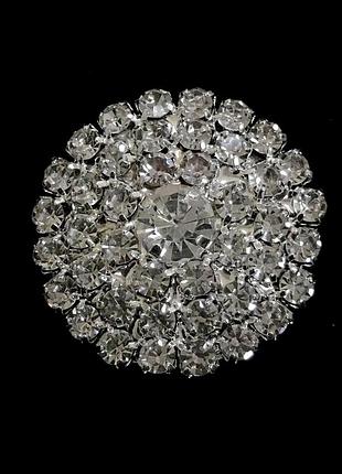 Гудзик з камінням із металевим вушком 25 мм*1 шт., колір crystal