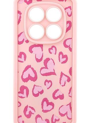 Чохол shock case print для телефона xiaomi redmi note 14 pro 4g бампер силіконовий рожевий з малюнком серця