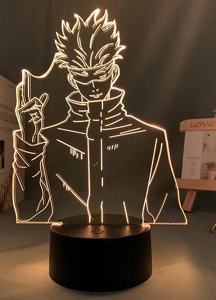 Светильник с 3d эффектом led лампа годжо сатору из аниме магическая битва jujutsu kaisen ночник итадори юдзи