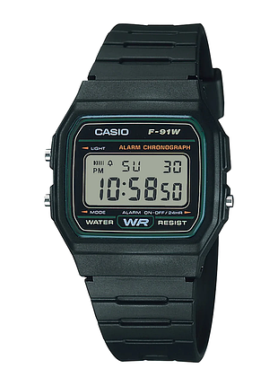 Casio f-91w-3 — цифровые часы унисекс, серый циферблат, полимерный ремешок, wr 30 м