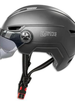 Велосипедный шлем lynx visor pro черный размер s\m