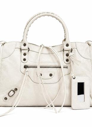 Біла сумка balenciaga city bag у вінтажному y2k стилі 36×23×13 см