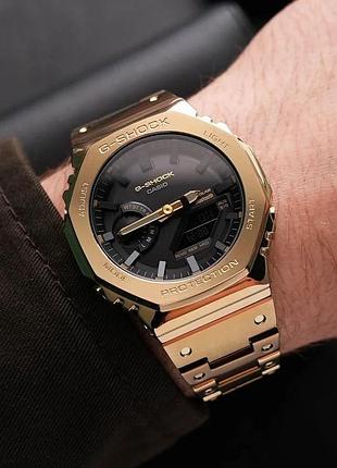 Чоловічий наручний годинник casio gm-b2100 металевий золотий