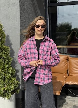 Рубашка женский хлопок розовый one size (44-46)(р) арт.3033 -3 pink (украина)