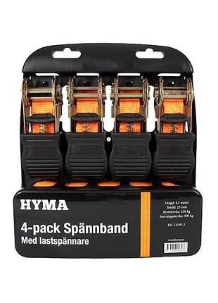 Затяжка ремешка 250/500кг 4,5 метра набор 4шт (багажный галстук) hyma