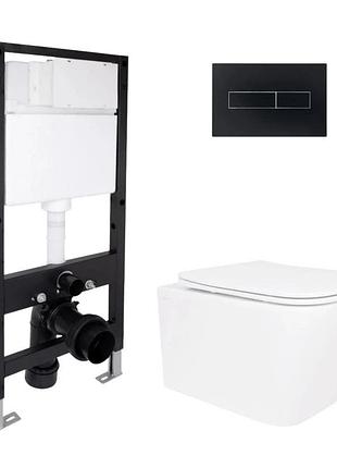 Готовое решение qtap для ванной комнаты: подвесной унитаз crow rimless 485 x 340 x 330 + комплект инсталляции standard (линейная