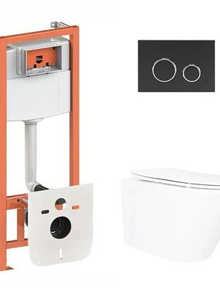 Готове рішення qtap для ванної кімнати: підвісний унітаз swan ultra quiet 520 x 360 x 320 + комплект інсталяції nest 4 в 1 (кругла