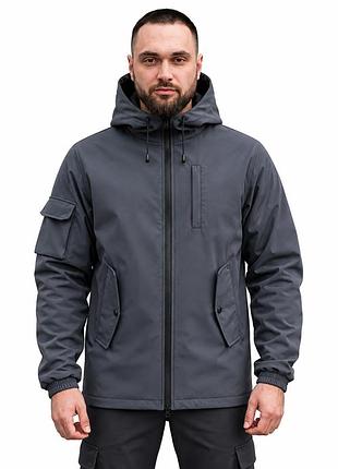 Куртка чоловіча softshell легка, сірого кольору, водонепроникна легка куртка з матеріалу софтшел для осені 5xl