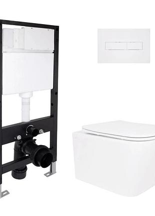Готовое решение qtap для ванной комнаты: подвесной унитаз crow rimless 485 x 340 x 330 + комплект инсталляции standard (линейная