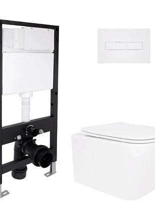 Готовое решение qtap для ванной комнаты: подвесной унитаз crow ultra quiet 520 x 360 x 290 + комплект инсталляции standard