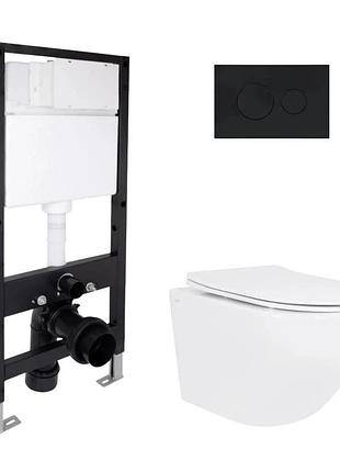 Готовое решение qtap для ванной комнаты: подвесной унитаз jay rimless 485 x 360 x 320 + комплект инсталляции standard (круглая