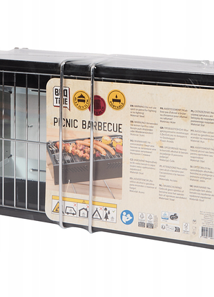 Гриль угольный портативный picnic bbq time 45,5×22 см настольный с щипцами