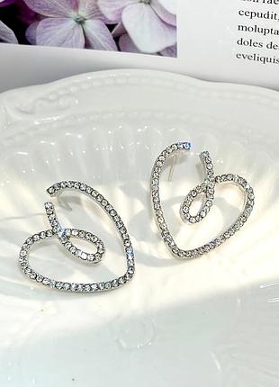 Серьги "heart" инкрустированные стразами
