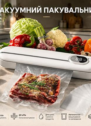 Вакуумний пакувальник toysfinity 300 вт, 60 кпа для сухих і вологих продуктів, автозапаювання + 8 пакетів