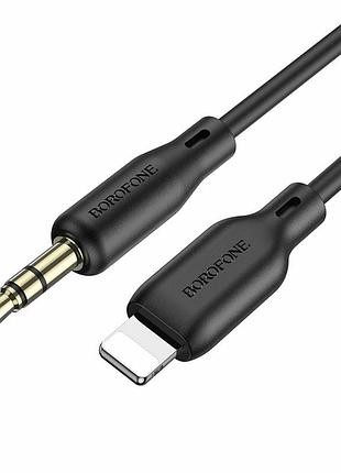 Аудиокабель borofone bl18 ip silicone digital audio conversion cable black bl18b