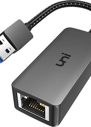 Уценка! гигабитный сетевой адаптер uni usb 3.0 to ethernet rj45 (1000 mbps) grey