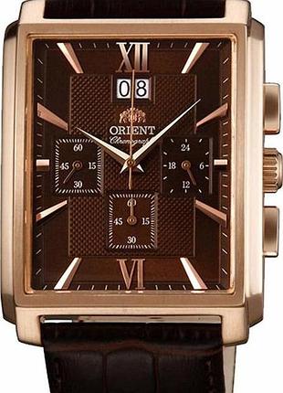Мужские часы orient chronograph ftvaa001t0 стальной корпус водозащита 30 м коричневый циферблат, хронограф