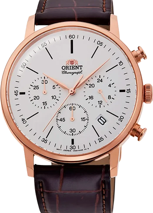 Мужские часы orient classic ra-kv0403s10b стальной корпус водозащита 50 м белый циферблат, хронограф