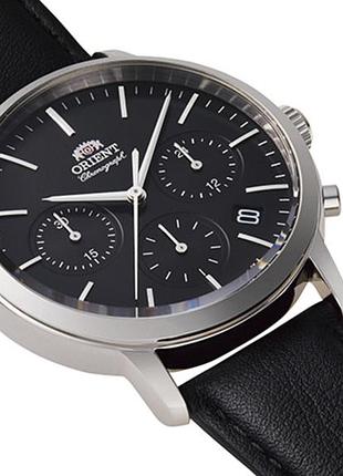 Мужские часы orient chronograph ra-kv0303b10b стальной корпус водозащита 50 м чёрный циферблат, хронограф