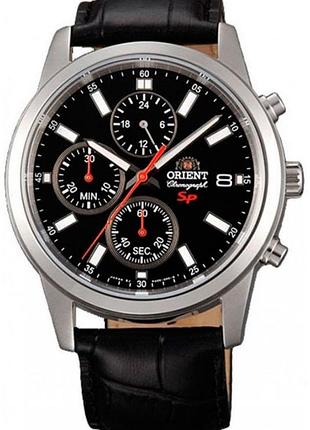 Мужские часы orient fku00004b0 стальной корпус водозащита 50 м чёрный циферблат, хронограф