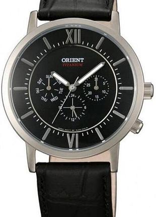 Мужские часы orient titanium frl03005b0 титановый корпус водозащита 30 м чёрный циферблат