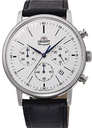 Мужские часы orient classic ra-kv0405s10b стальной корпус водозащита 50 м белый циферблат, хронограф