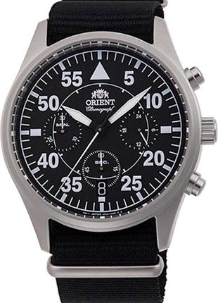 Мужские часы orient flight ra-kv0502b10b стальной корпус водозащита 50 м чёрный циферблат, хронограф