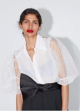 Белая блуза органза zara