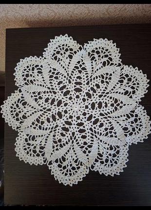 Серветка біла , гачок,бавовна, 40см