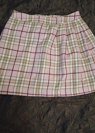 Юбка клітинка, pink plaid
